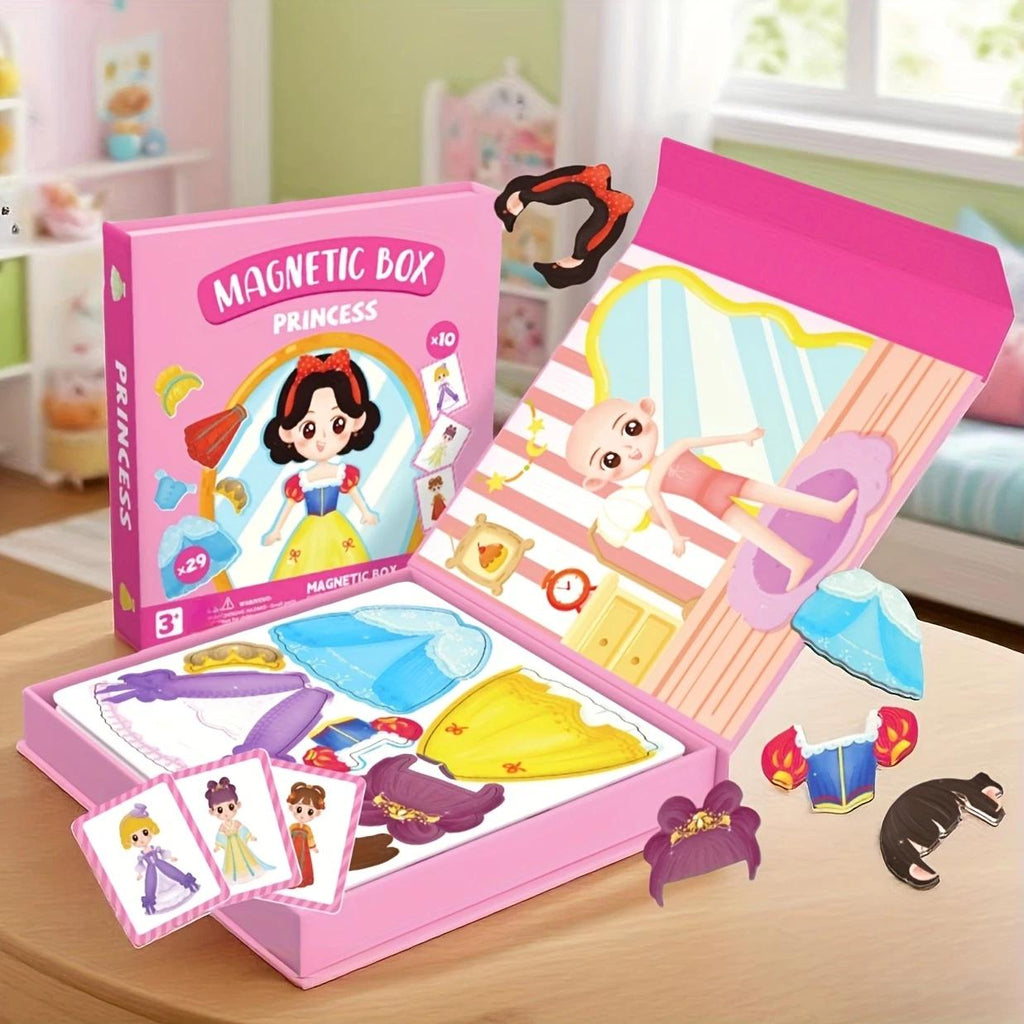 Magnetic Princess Dress-Up Puzzle — Portable Case, 10 Cards & 29 Pieces