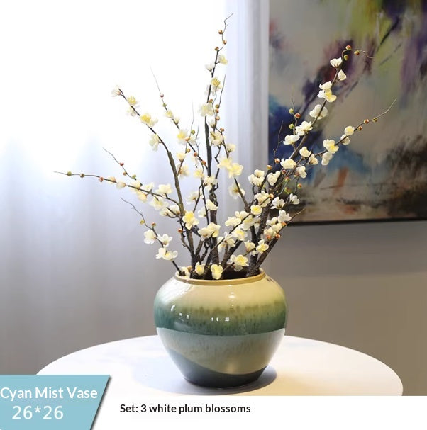 Holly Vase Ornament with Artificial Flowers — Ready-to-Display Floral Decor