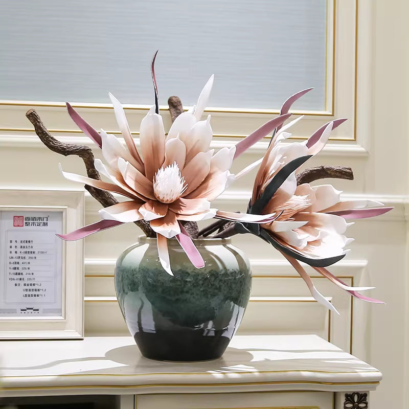 Holly Vase Ornament with Artificial Flowers — Ready-to-Display Floral Decor