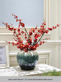 Holly Vase Ornament with Artificial Flowers — Ready-to-Display Floral Decor