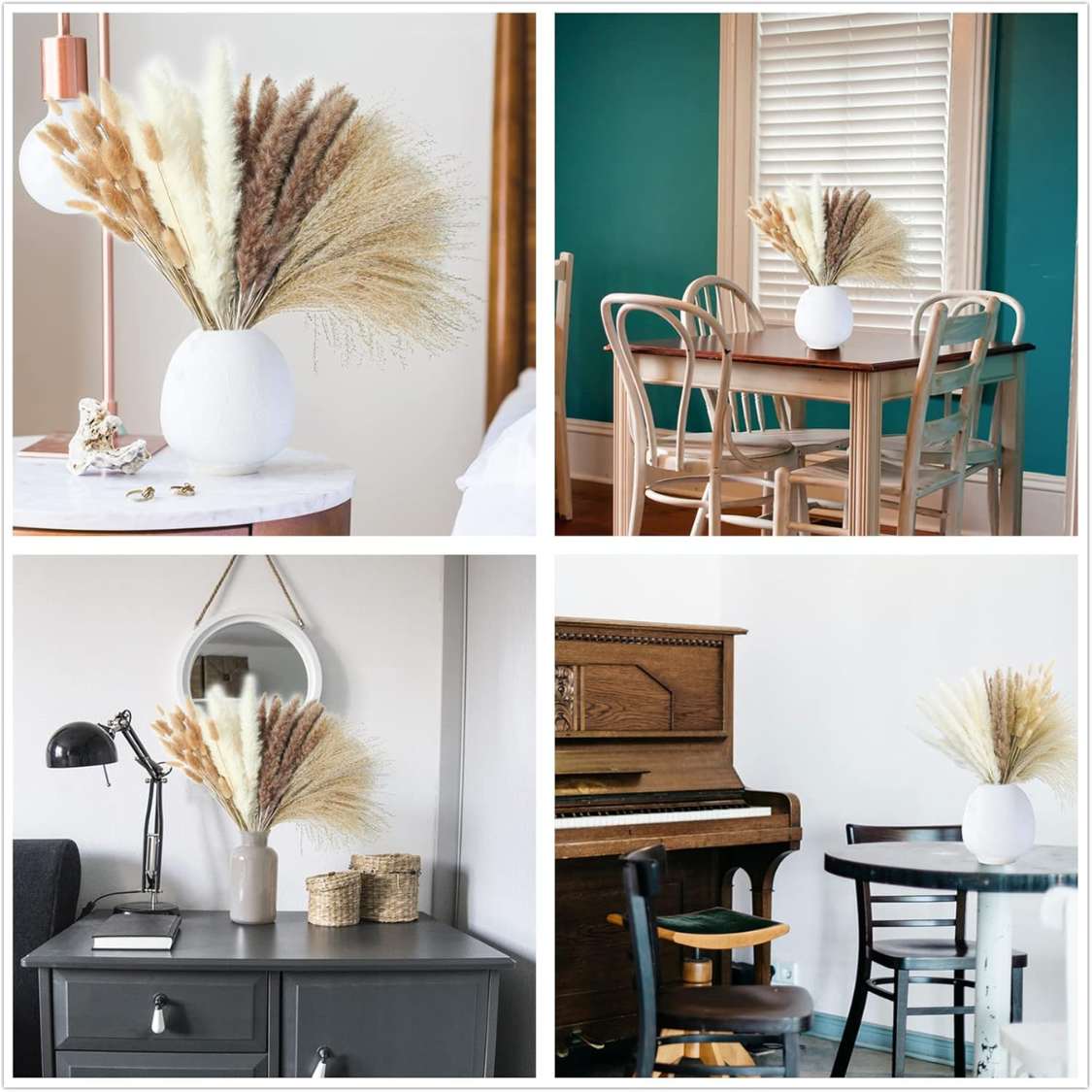Dried Pampas Grass Bouquet — 100 Stems with Bunny Tails, Boho Home & Wedding Decor