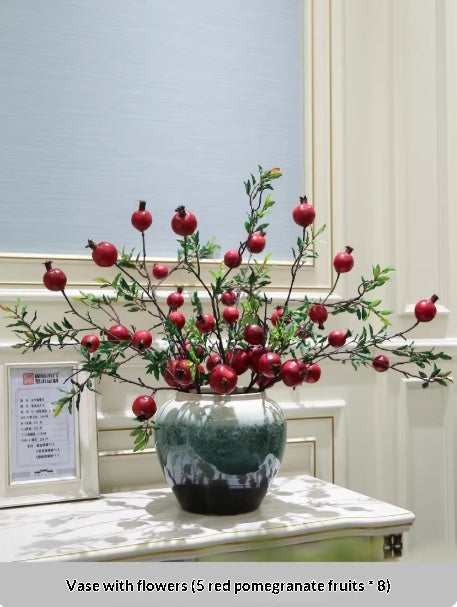 Holly Vase Ornament with Artificial Flowers — Ready-to-Display Floral Decor
