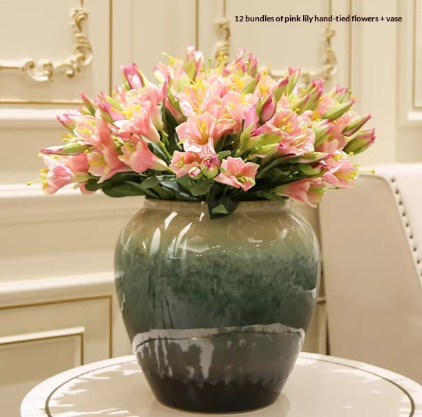 Holly Vase Ornament with Artificial Flowers — Ready-to-Display Floral Decor