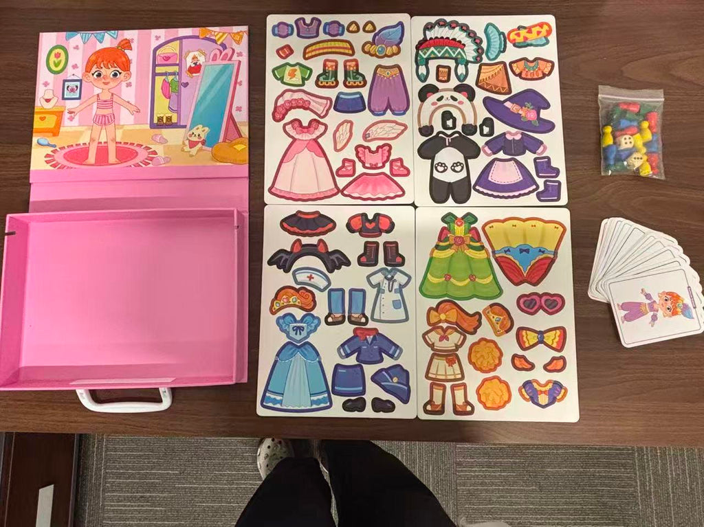 Magnetic Princess Dress-Up Puzzle — Portable Case, 10 Cards & 29 Pieces
