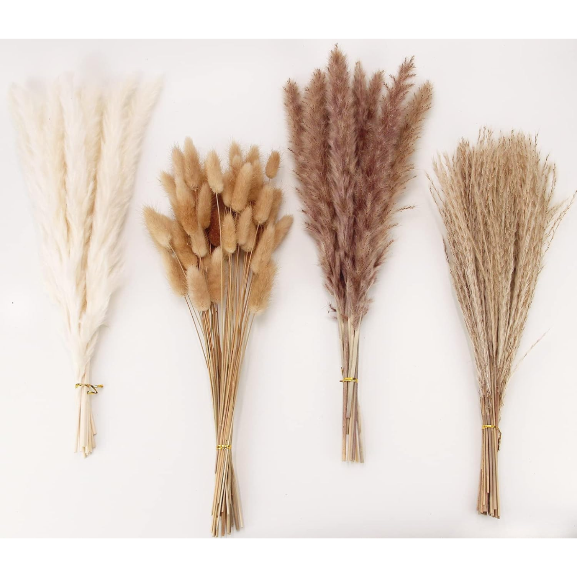 Dried Pampas Grass Bouquet — 100 Stems with Bunny Tails, Boho Home & Wedding Decor