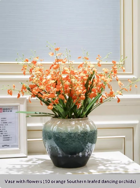 Holly Vase Ornament with Artificial Flowers — Ready-to-Display Floral Decor