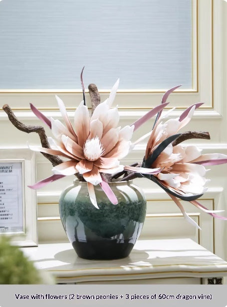 Holly Vase Ornament with Artificial Flowers — Ready-to-Display Floral Decor