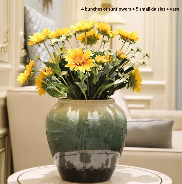 Holly Vase Ornament with Artificial Flowers — Ready-to-Display Floral Decor