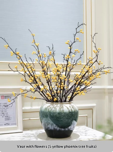 Holly Vase Ornament with Artificial Flowers — Ready-to-Display Floral Decor