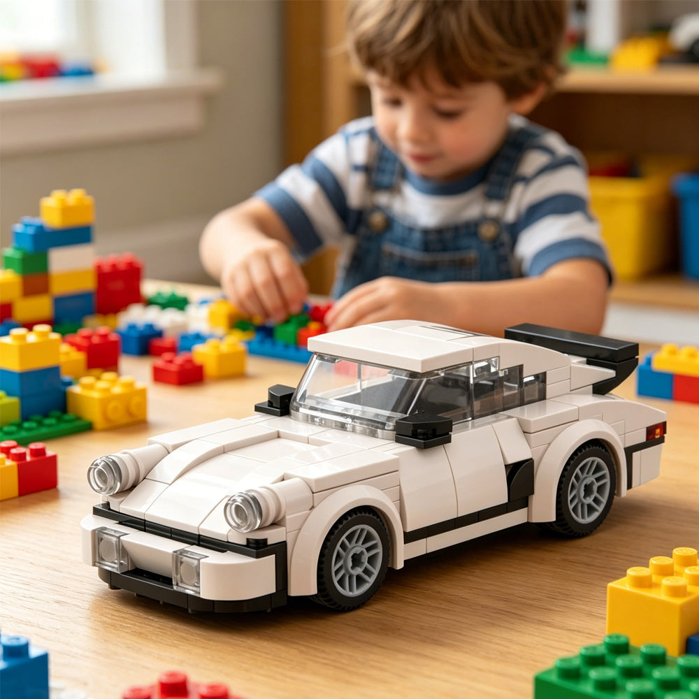 196-Piece White Sports Car Building Block Model Kit