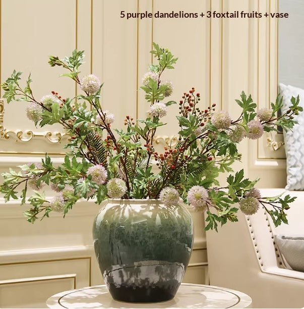Holly Vase Ornament with Artificial Flowers — Ready-to-Display Floral Decor