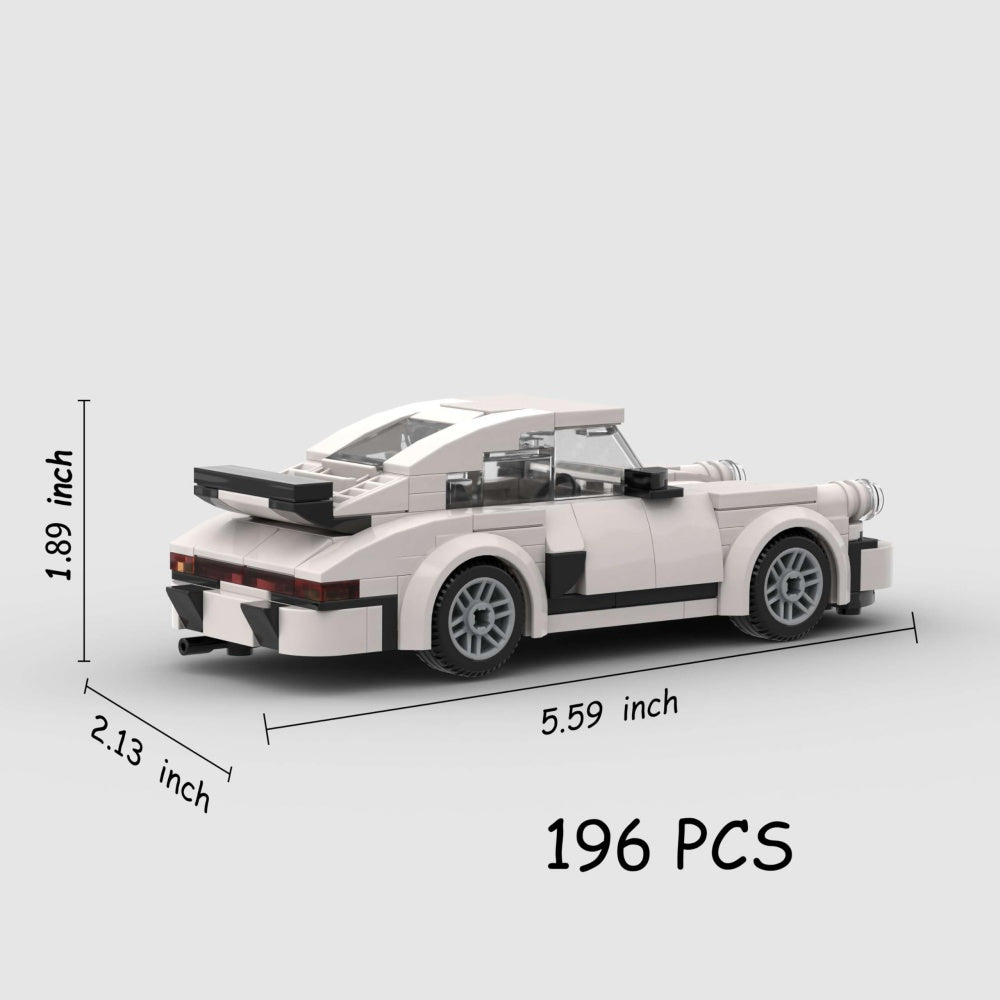 196-Piece White Sports Car Building Block Model Kit